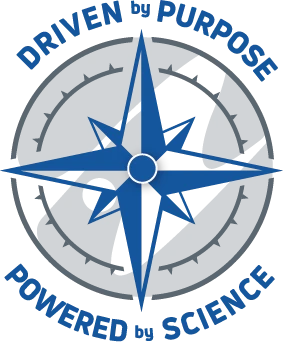 Compass logo with blue star design and text "Driven by Purpose, Powered by Science" around the perimeter.
